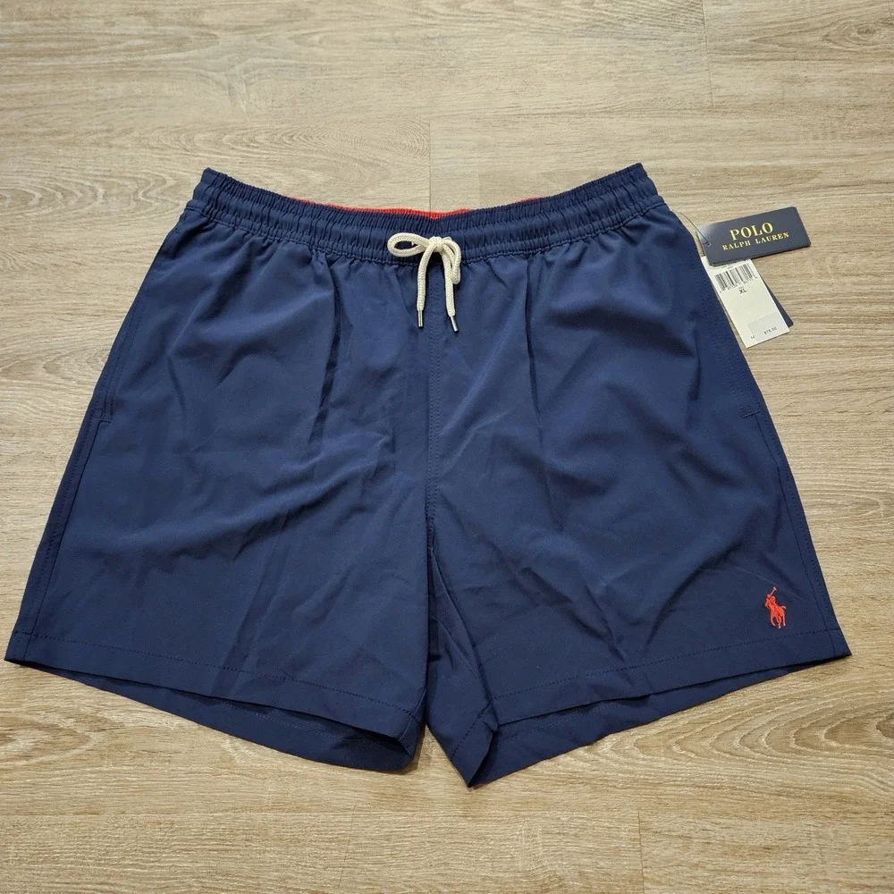 Polo Ralph Lauren 5.75 Inch Traveler Classic Swim Trunk Men XL Blue Pony Stretch